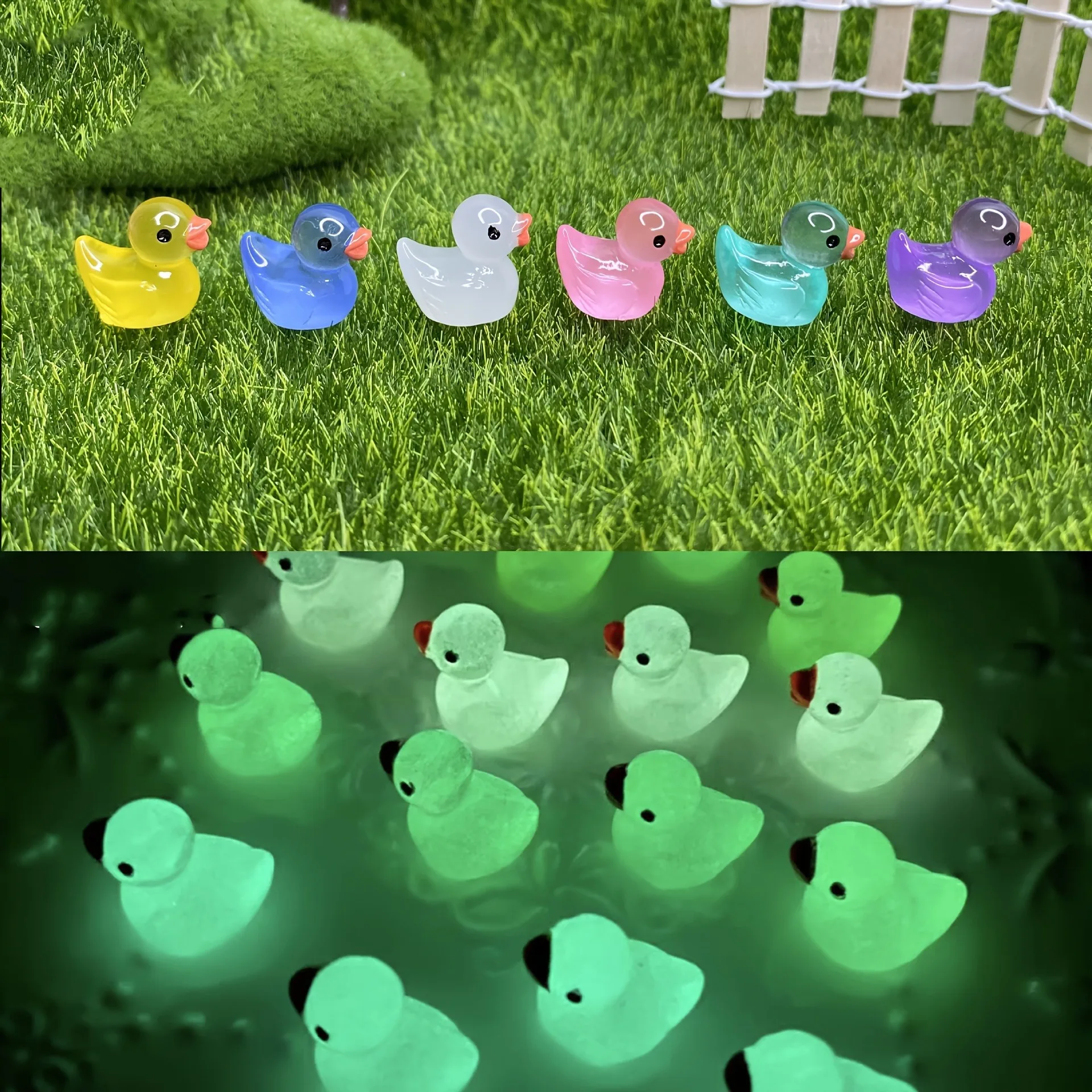 50PCS Glowing Mini Resin Little Ducks Moss Microlandscape Miniature Duck Figurines Fairy Garden Accessories Home Decor-4
