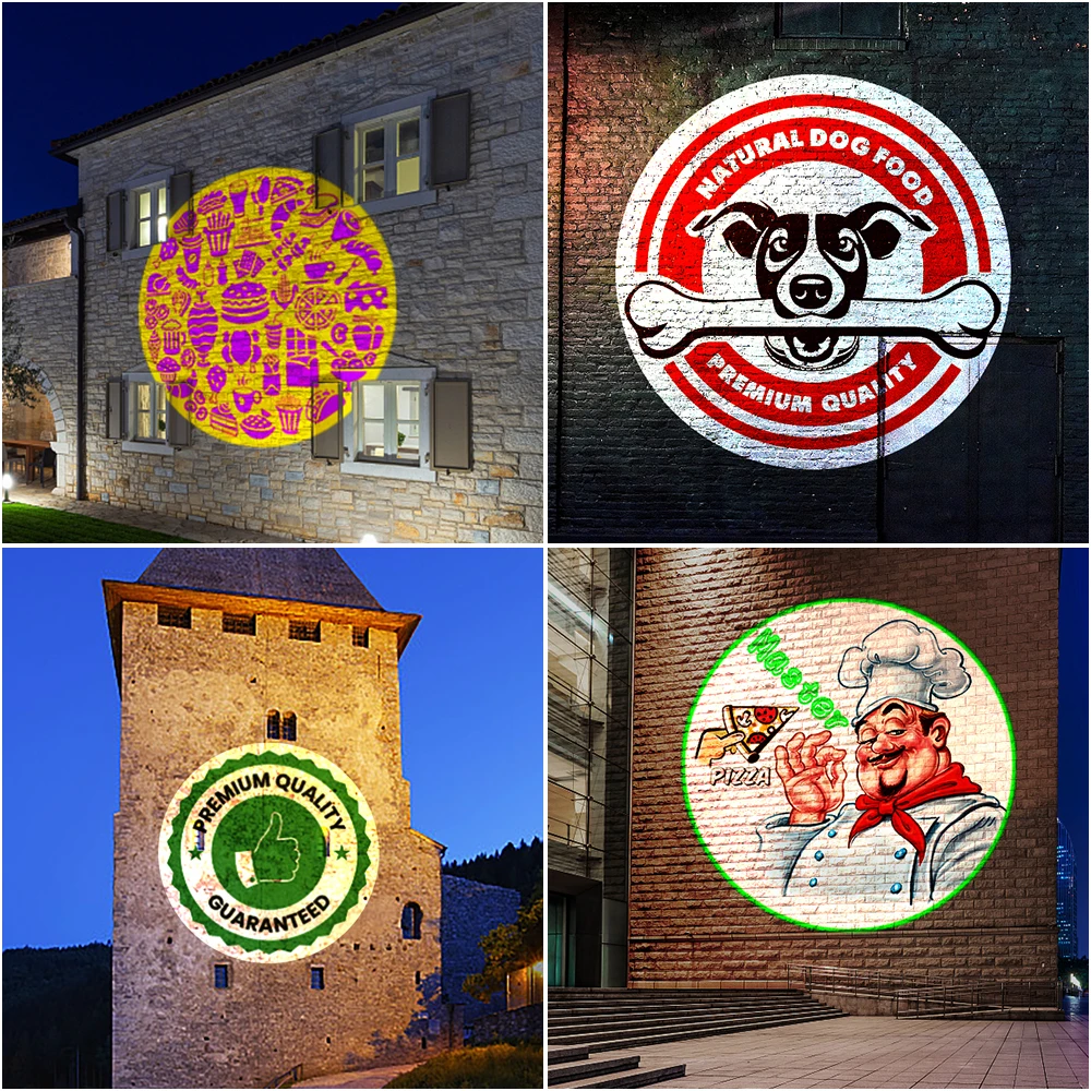 Customized 150W HD Indoor Door Head Outdoor ip67 Waterproof Rotating Advertising Image Projection Lamp Gobo Shop Logo Projector-6