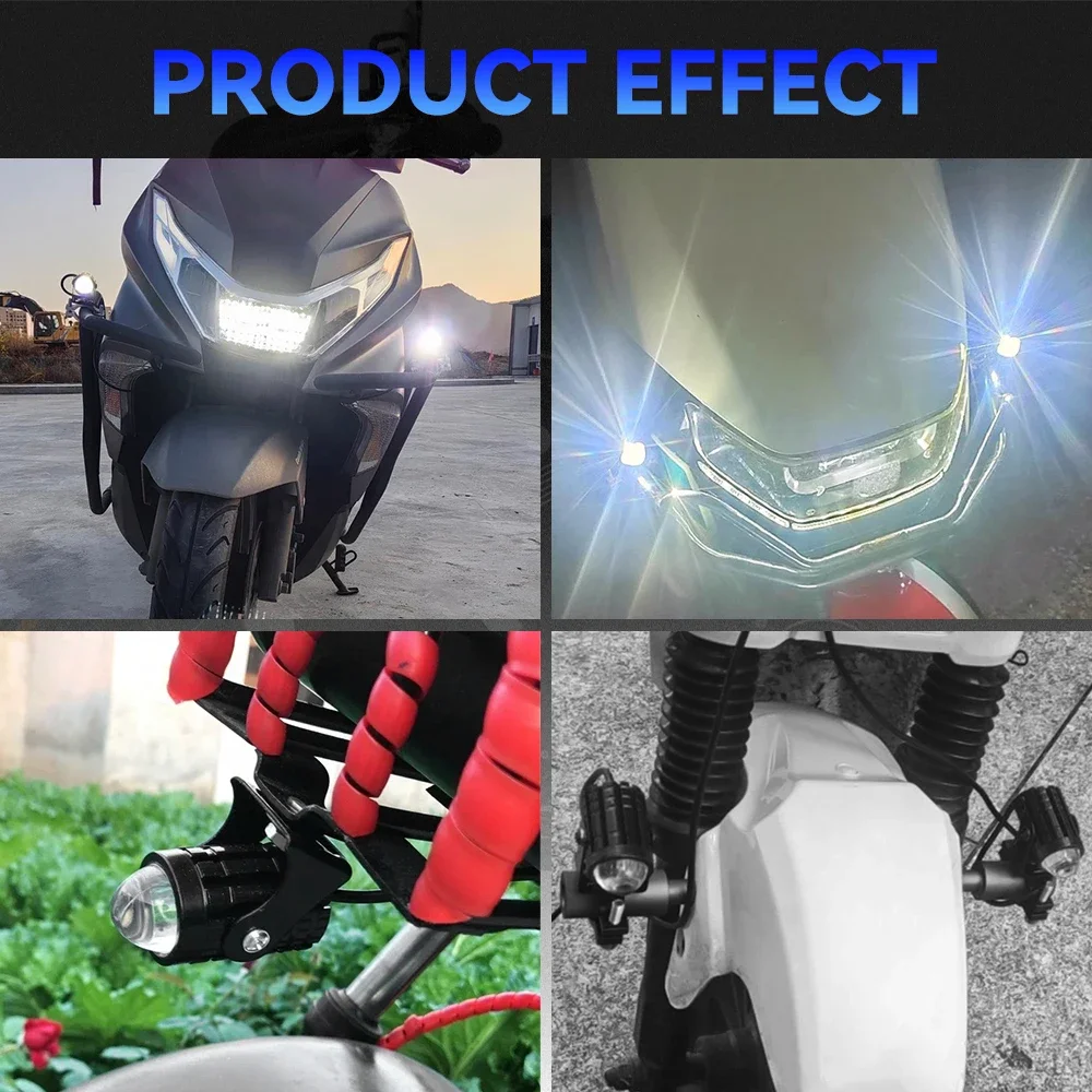 2pcs Motorcycle Led Headlight 12V High Bright Led Lights Lamp for Motorbike Moto Led Auxiliary Spotlights-6