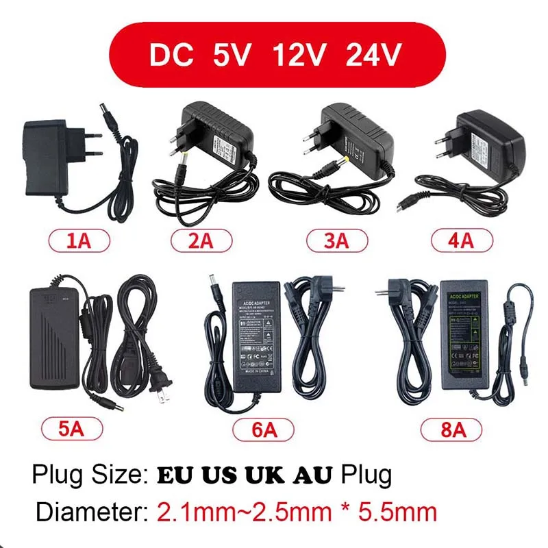 Switching Power Supply Lighting Transformer AC 110V~220V To DC 5V 12V 24V LED Power Adapter 1A 2A 3A 4A 5A 6A 8A 10A For Camera