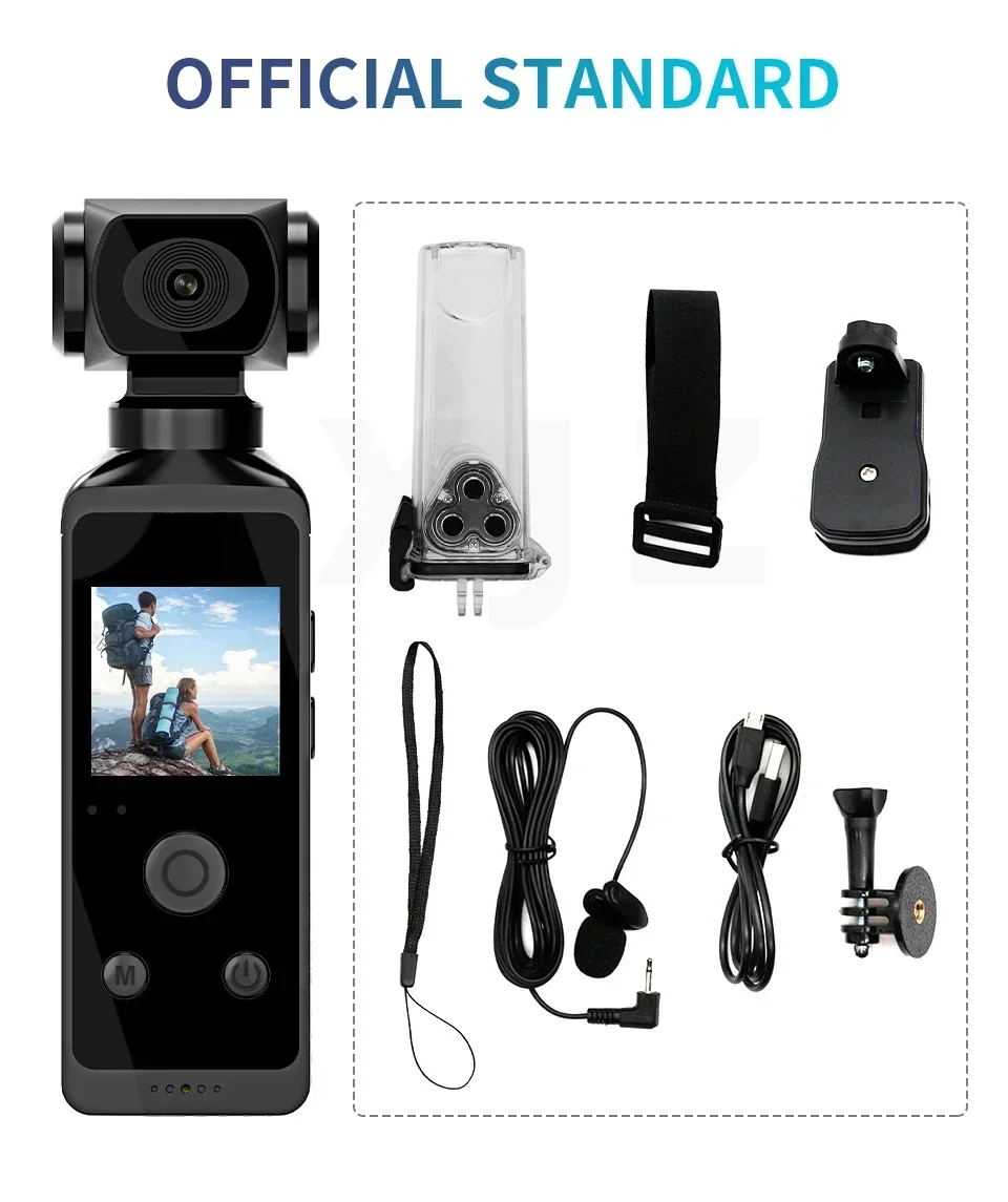 Pocket 4K Ultra HD Action Camera 270° Rotatable Vlog Wifi Mini Sports Cam Waterproof Case Helmet Travel Bicycle Driver Recorder-6