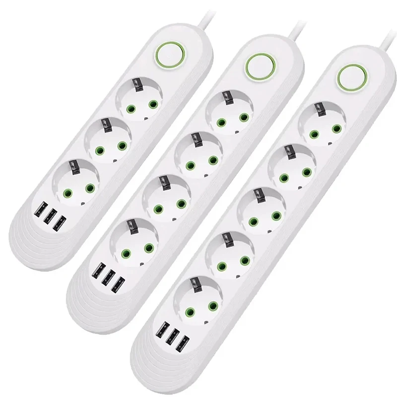 2500W EU Plug AC Outlet Multiprise Power Strip 2M Extension Cord Electrical Socket Network Filter With USB Ports Fast Charging-6