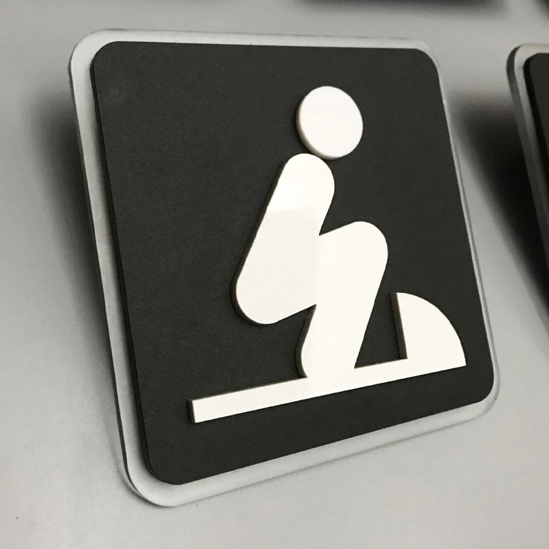 Black Toilet Sign Plate Acrylic  Wash RestrRoom Door Wall Label Sticker Wc Holder Signage Board Art Hotel Bathroom Decor-2