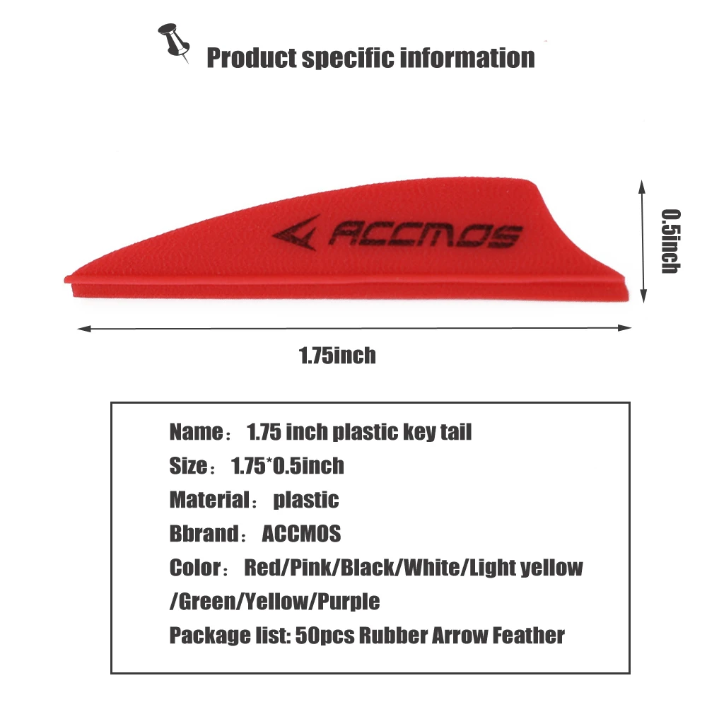 1.75 inch Archery Arrows Vanes Plastic Arrow Feather Fletching for DIY Archery Hunting Targeting Arrows (50pcs)-2