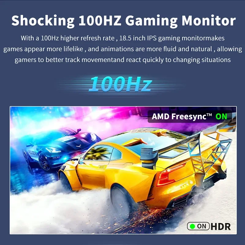 HGFRTEE 18.5inch Portable Monitor ADS-IPS 100Hz RGB100% Extended Display Laptop Second Screen With VESA Hole&Stand-2