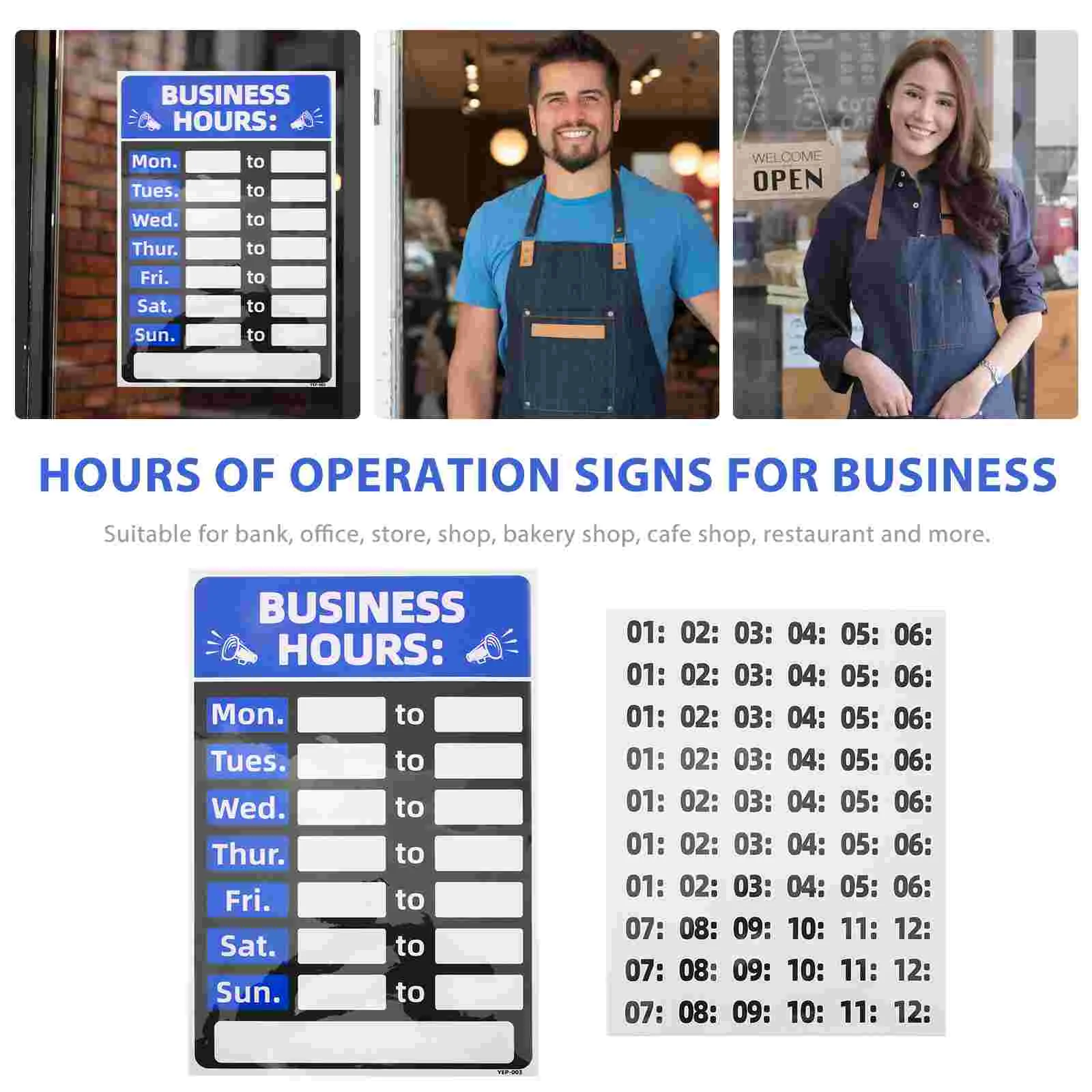 Business Sign Emblems Hours of Operation Signs Shop Stickers Adhesive Office Door Pvc Open Closed for Retail-4