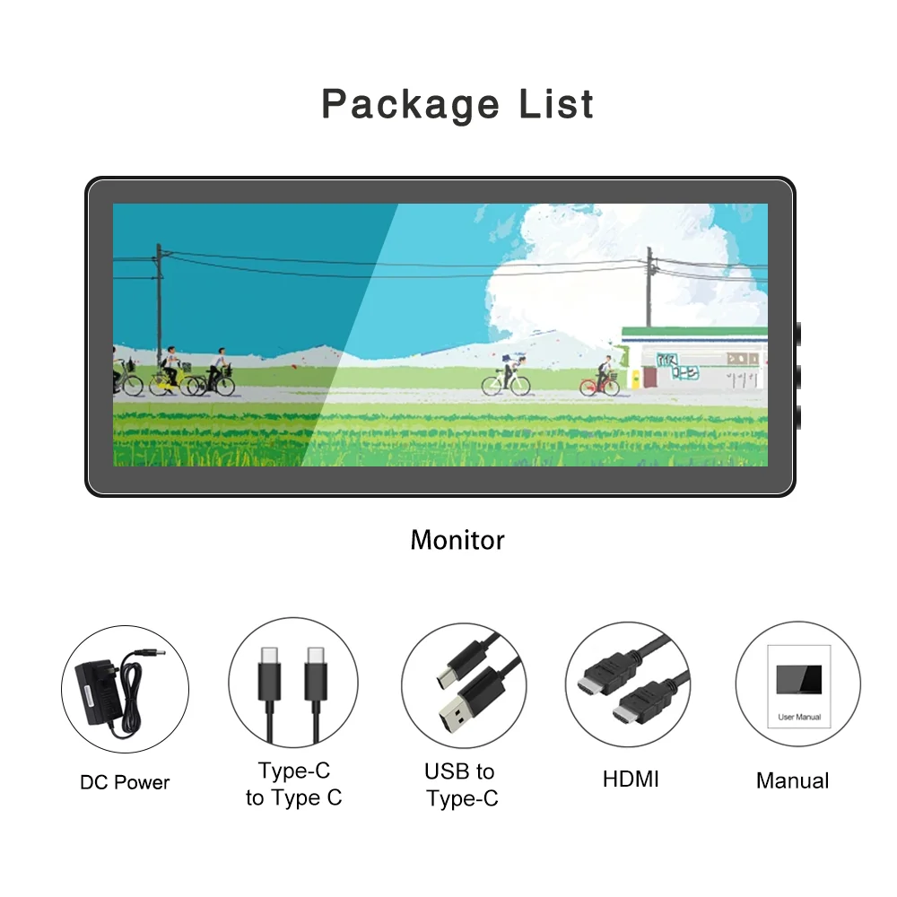 10.3 inch TouchScreen Monitor 1920x720 IPS Display LCD Bar Computer Temp Display Extender Monitor-6
