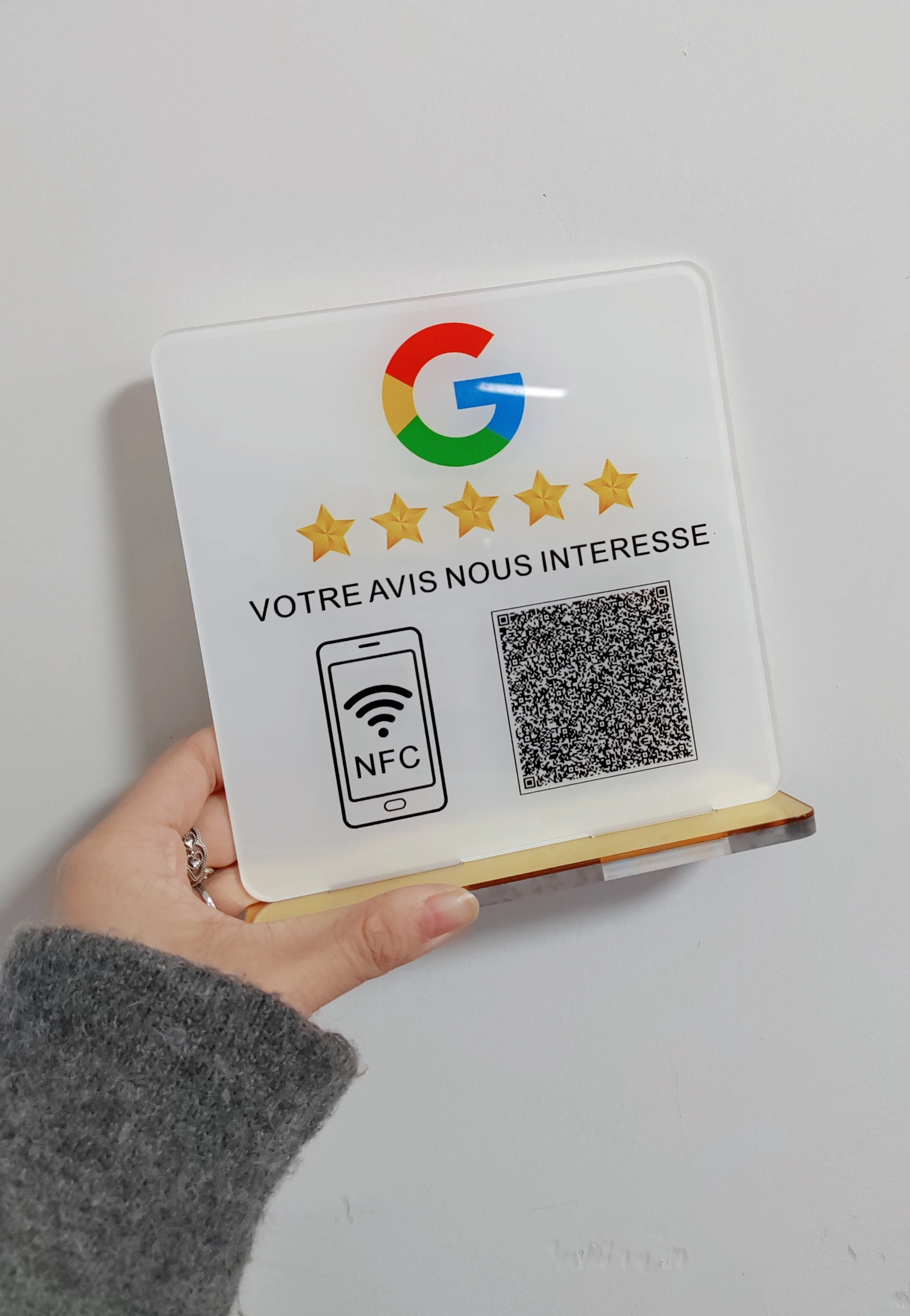 Custom Google Review Sign with NFC Scan code Acrylic Social Media Signs For Your Business Retail Store Decors-3