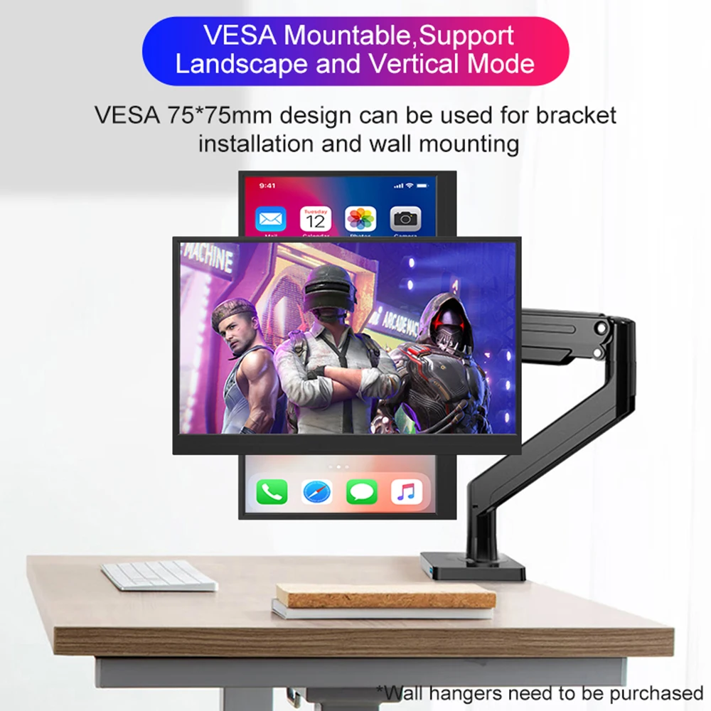 15.6 inch portable monitor 100%sRGB Touch screen 120HZ for For Laptop XBox PS4 / 5 Switch TV Box Cell Phone PC Extension Display-4