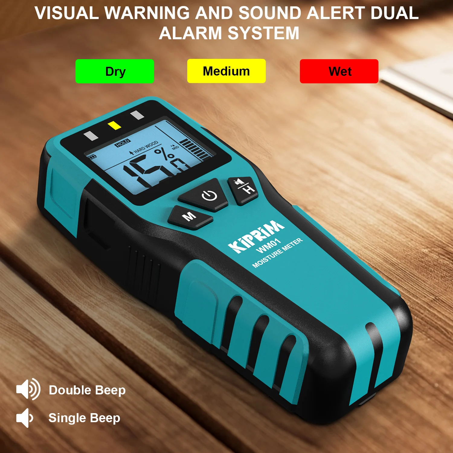 Kiprim Inductive Wood Moisture Meter Hygrometer Non-contact Timber Damp Wall Detector Non-destructive Pinless Humidity Tester-5
