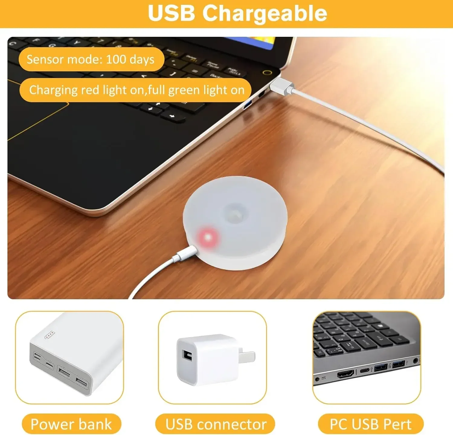 Xiaomi Night Light LED With PIR Motion Sensor Rechargeable USB Kitchen Cabinet Night Lamp For Bedroom Room Decoration-5