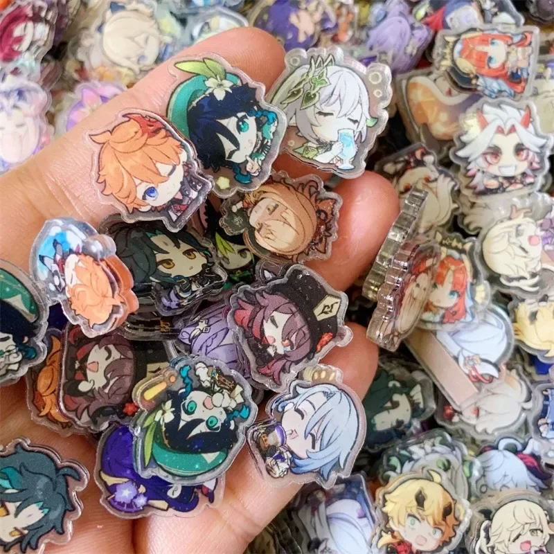 100Pcs Random Genshin Impact Acrylic Patch DIY Bag Jewelry Crafts Accessories for Keychain Brooch Phone Case Anime 2cm Ornament-6