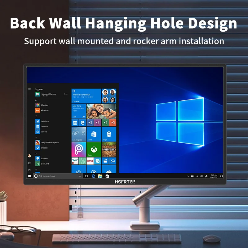 HGFRTEE 18.5inch 100Hz 100%RGB Portable Monitor Laptop Extended Display ADS-IPS HDR Screen With VESA Hole & Back bracket-3