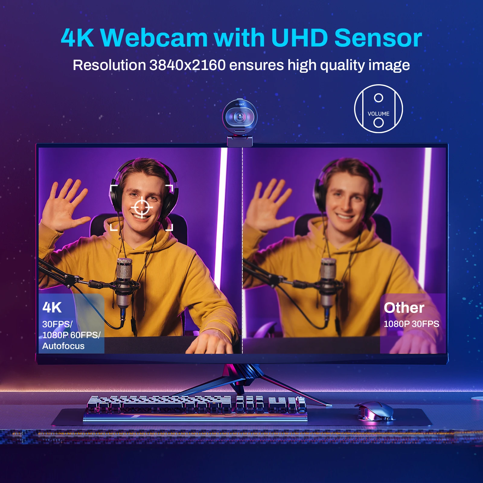 Webcam 4K Streaming Web Camera 1080P 60FPS USB Camera EMEET S600 Autofocus Living Stream Camera With Mics for Tiktok/YouTube-2