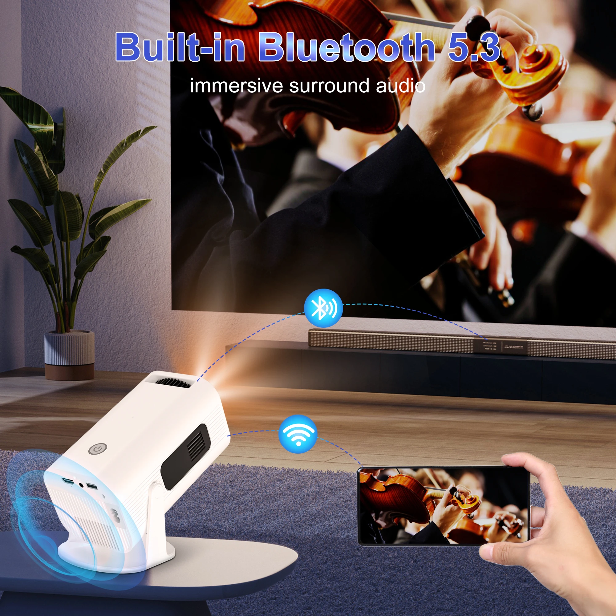 Salange P330W Mini Projetor Android 11 280 ANSI 4K 8K 1080P Wifi6 BT5.0 Home Cinema Portable Projector Android/IOS Video Theater-5