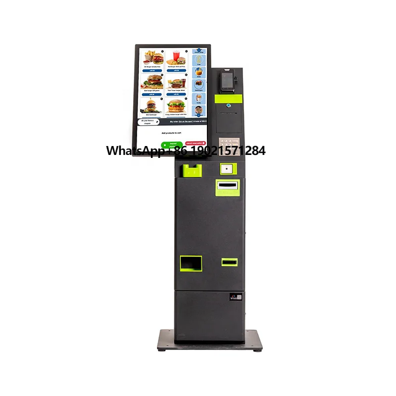 27" Touch Screen Cash Accepting Self-service Checkout Self Service Payment Ordering Kiosk Cash and Coins Acceptor in Restaurant