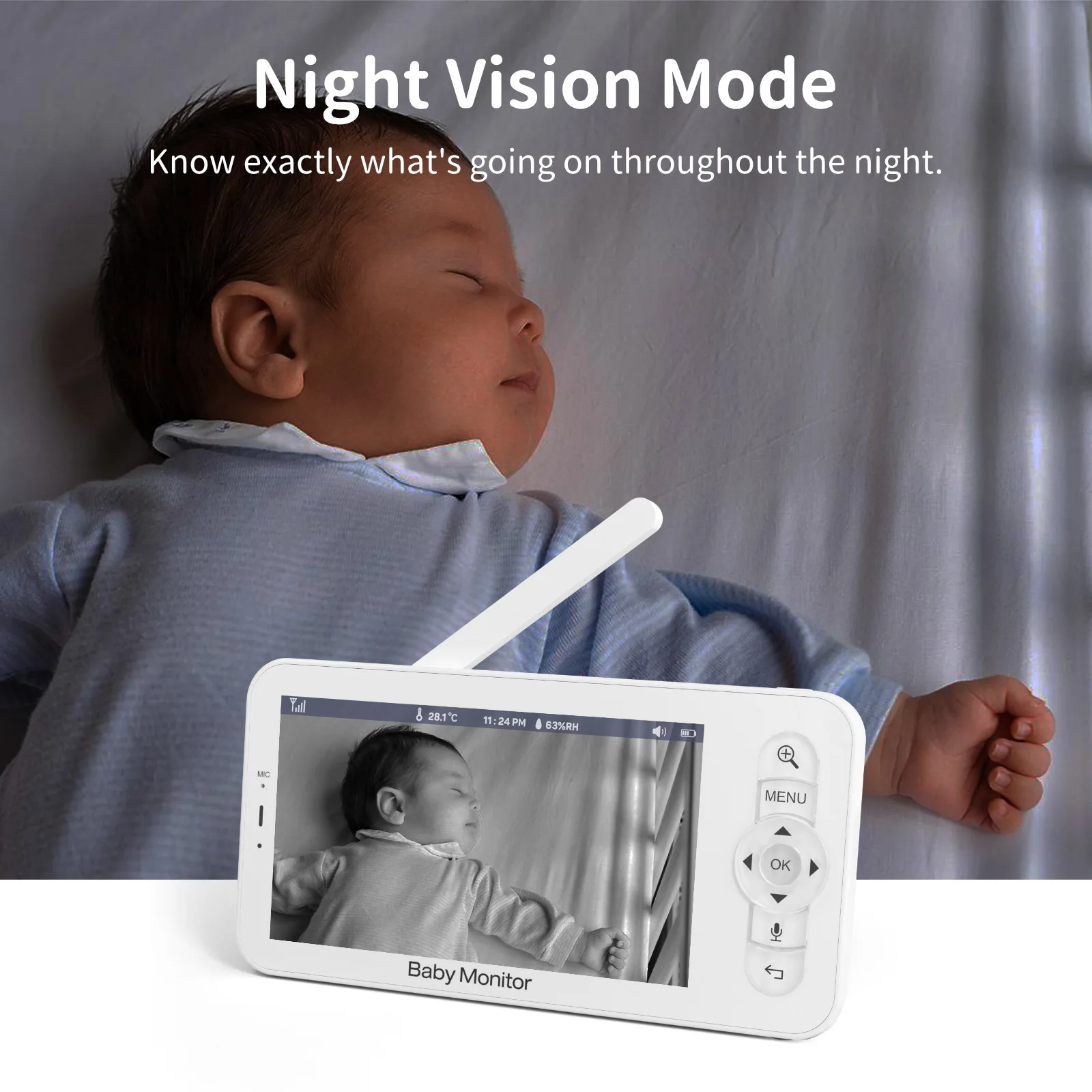 Wifi Baby Monitor Babyphone Video Baby Camera Bebe Nanny HD 5 Inch LCD Mobile Phone APP Control PTZ Lullabies For New Born-4