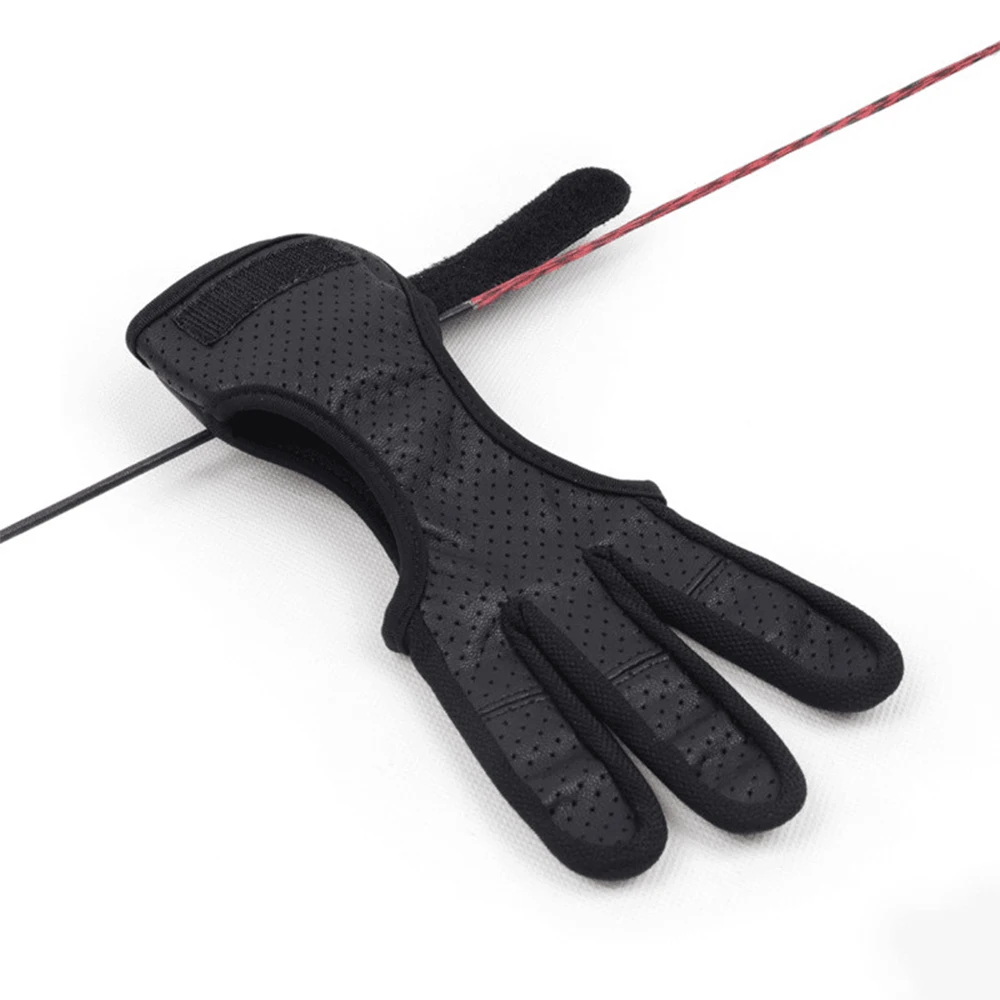 Professional Archery Three-finger Sheepskin Gloves Non-slip Wear-resistant Comfortable Breathable Archery Protective Gear-3