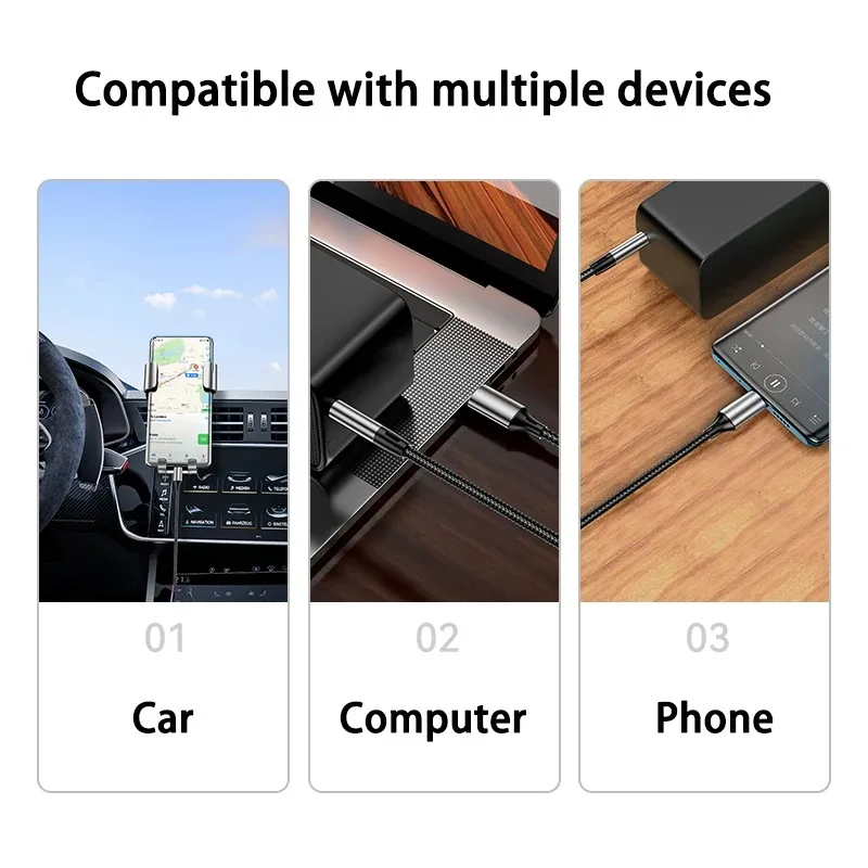 AUX Audio Cable Type-C USB C to 3.5mm Jack AUX Cord Car Speaker Headphone Adapter for Samsung Xiaomi Huawei Type-C Converter-5