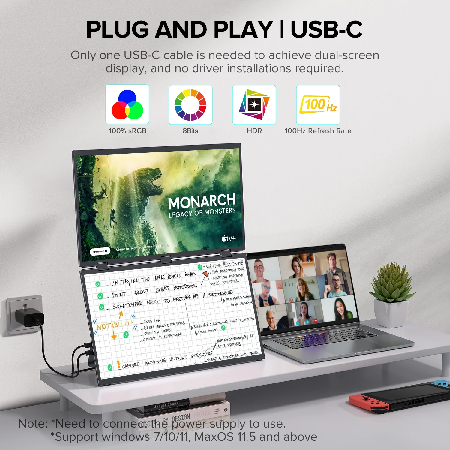 UStation Δ / Delta Plus Stacked Monitor Touchscreen Laptop Dual Screen Folding 18.5