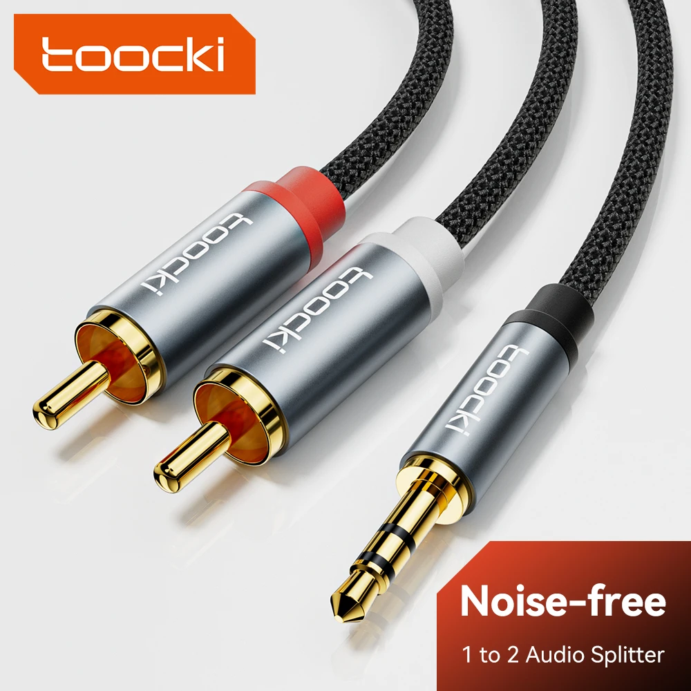 Toocki Audio Cable RCA To 3.5 mm Jack Aux Cable Hifi Jack 3.5mm To 2RCA Splitter Cable For TV PC Amplifiers DVD Speaker Wire RCA
