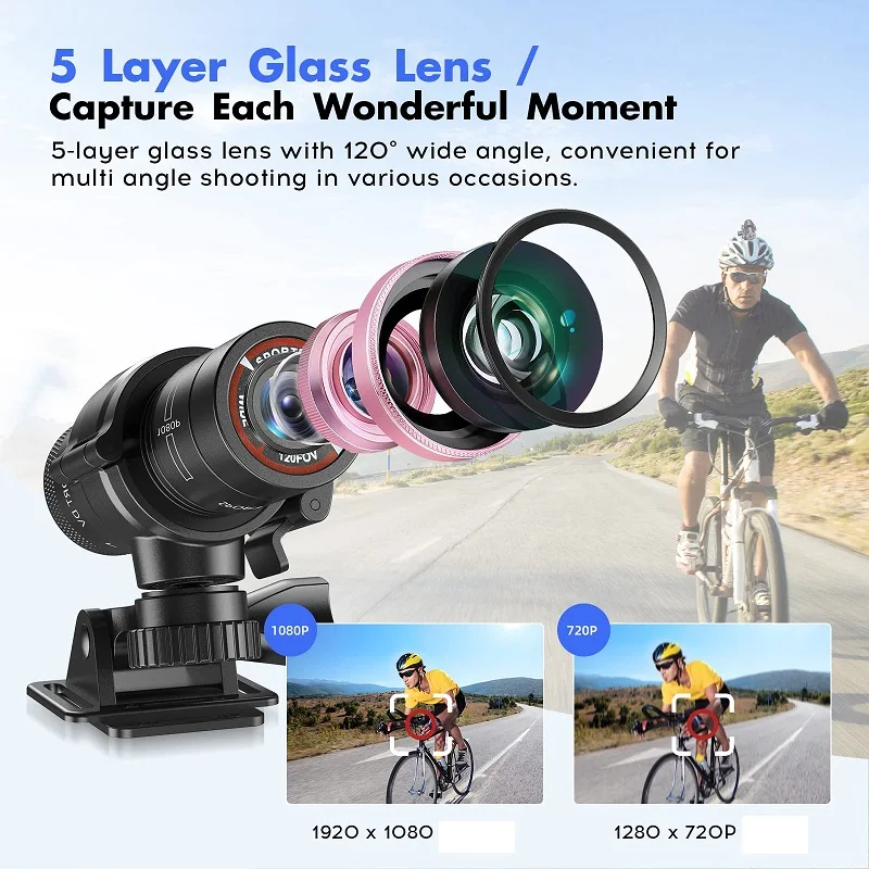 Mini Sport DV Action Sports Camera Flashlight Helmet Full HD 1080P Video Ideal for Bike, Cycle, Motorcycle Waterproof Camcorder-2