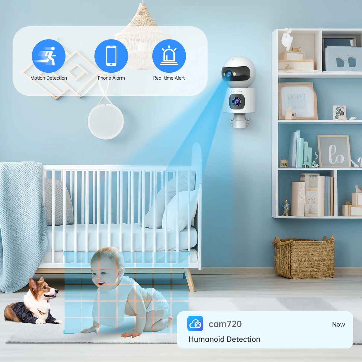 Lenovo 4K IP Camera 5G WiFi Dual Lens Smart Home Auto Tracking CCTV Camera Wireless Surveillance Camera Security Baby Monitor-3