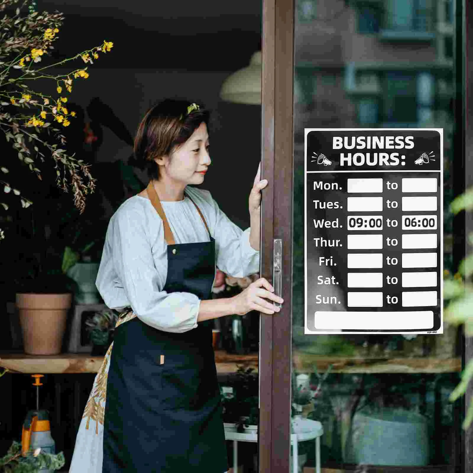 PVC Erasable Signage Stationery Store Operation Hours Sign Business Opening Closed Labels Adhesive Signs Stickers Business Hours-6