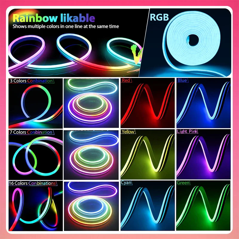 DC5V RGBIC Neon LED Strip Lights Neon Rope Light with Music Sync DIY RGBIC Dreamcolor Chasing Strip Tape for Home Decor Lighting-3