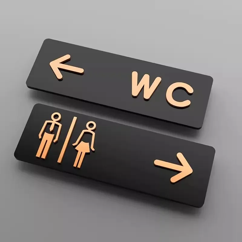 Toilet Signage Men and Women Bathroom Signs WC Public Toilet Guide Hotel To The Left and Right Acrylic Restroom Prompt Sign-6