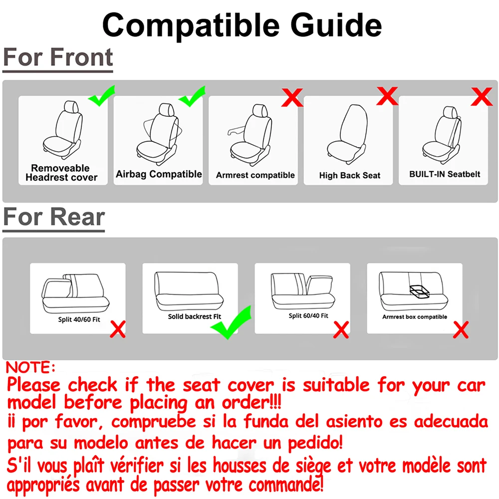 AUTO PLUS  Car Seat Covers Universal Size Fit For Most Car Suv Truck Van Car Accessories Interior Seat Covers For Car Full Set-6