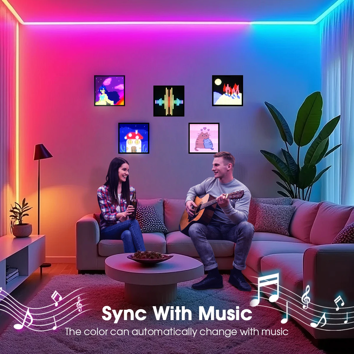 LED Smart Advertising Light Sign Digital Display Matrix Pixel Screen USB 5V Picture Frame Bluetooth APP DIY Animation Fun Text-6