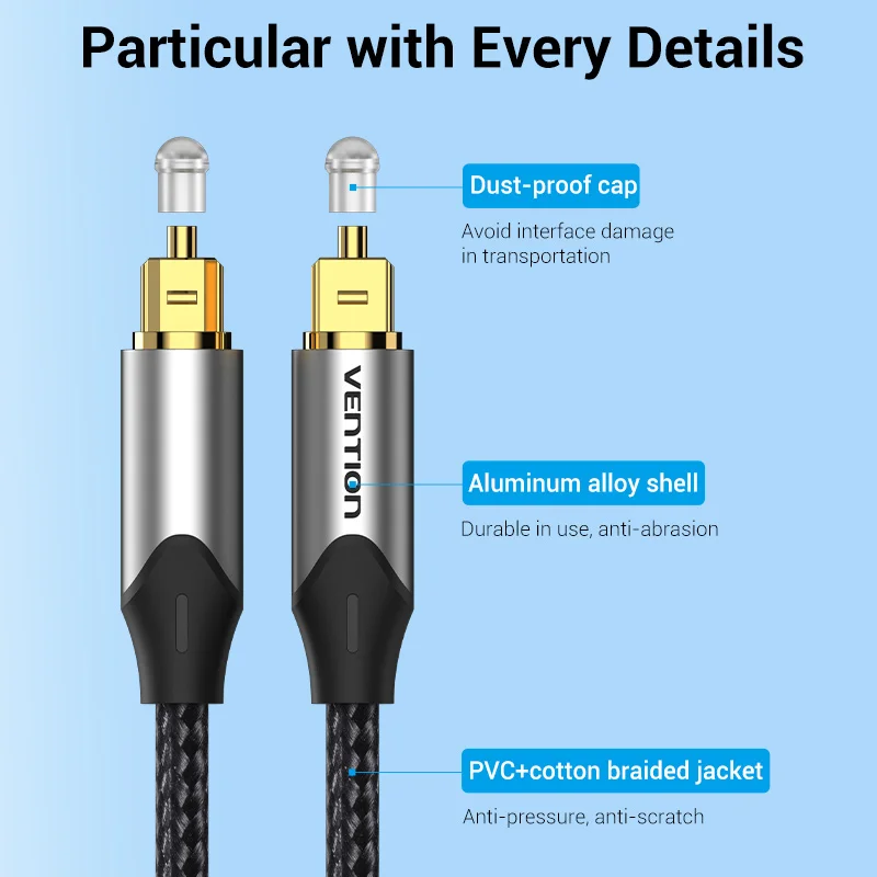 Vention Digital Optical Audio Cable Toslink SPDIF Coaxial Cable 1m 2m for Amplifiers Blu-ray Xbox 360 PS4 Soundbar Fiber Cable-5