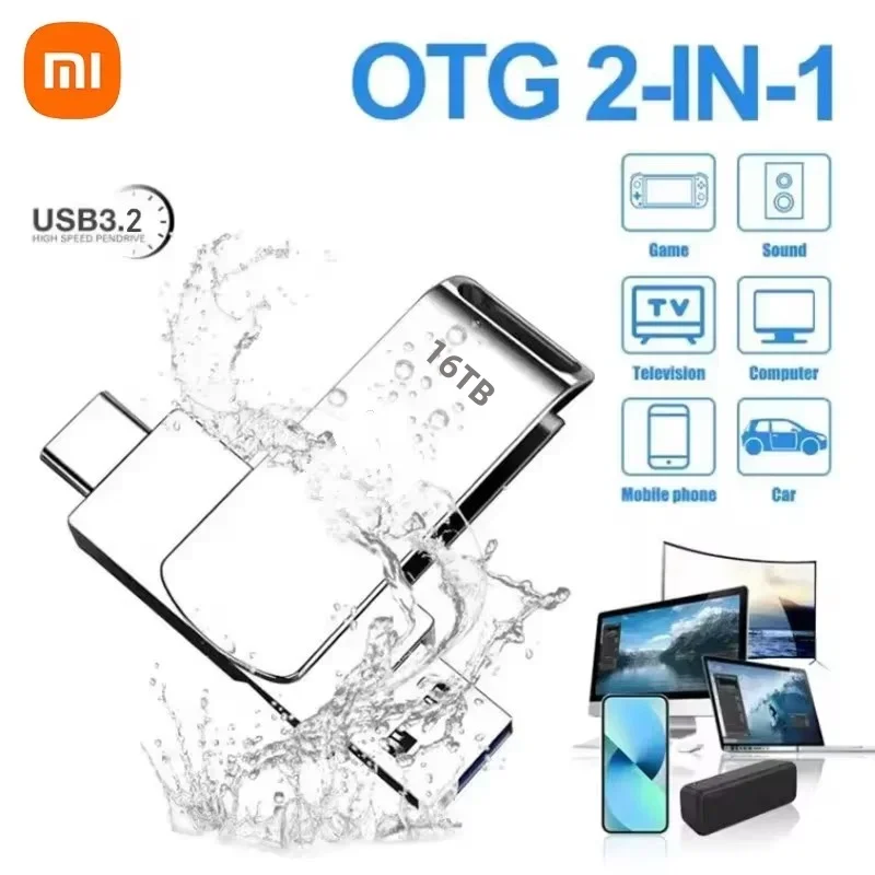XIAOMI 16TB Flash Drives USB 3.2 High Speed USB Transfer Metal Pendrive Memory Card Pendrive Flash Disk Memoria Waterproof Stick-6