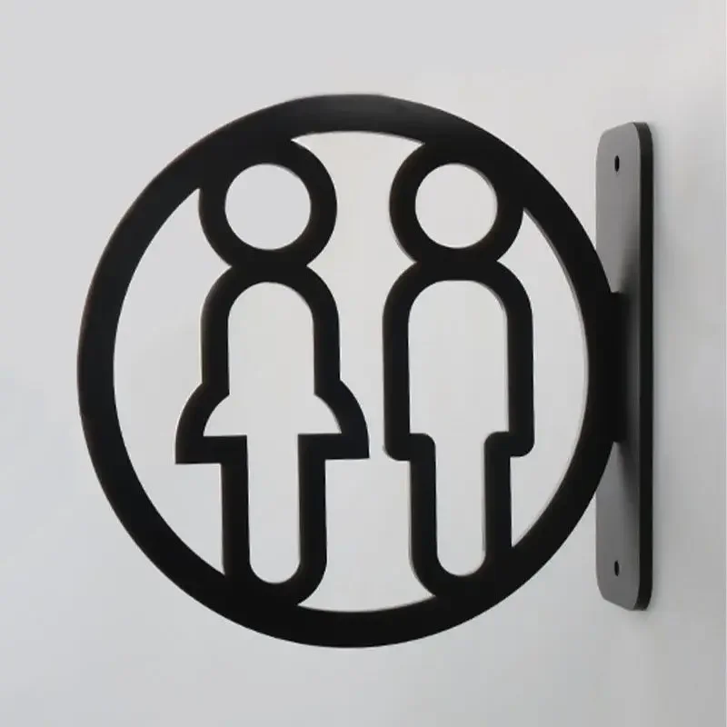 Toilets Plaque Men's and Women's Bathroom Signage Hotel WC Toilet Signage Side-mounted Restroom Reminder Public Toilet Signage-2