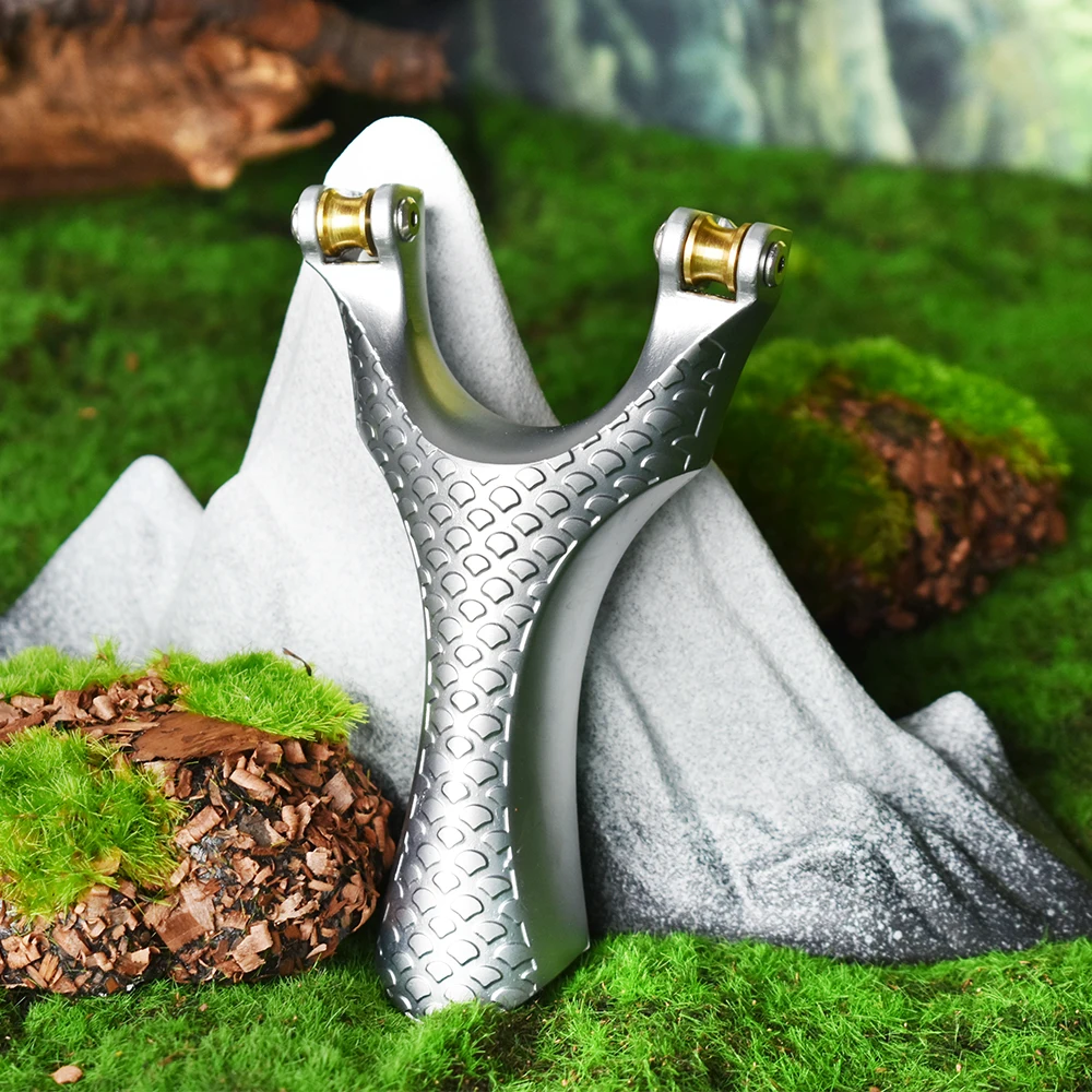 Silver Resin Detachable Pulley Slingshot High Elastic Powerful Sling Portable Hunting Shooting Equipment Slingshot Toy