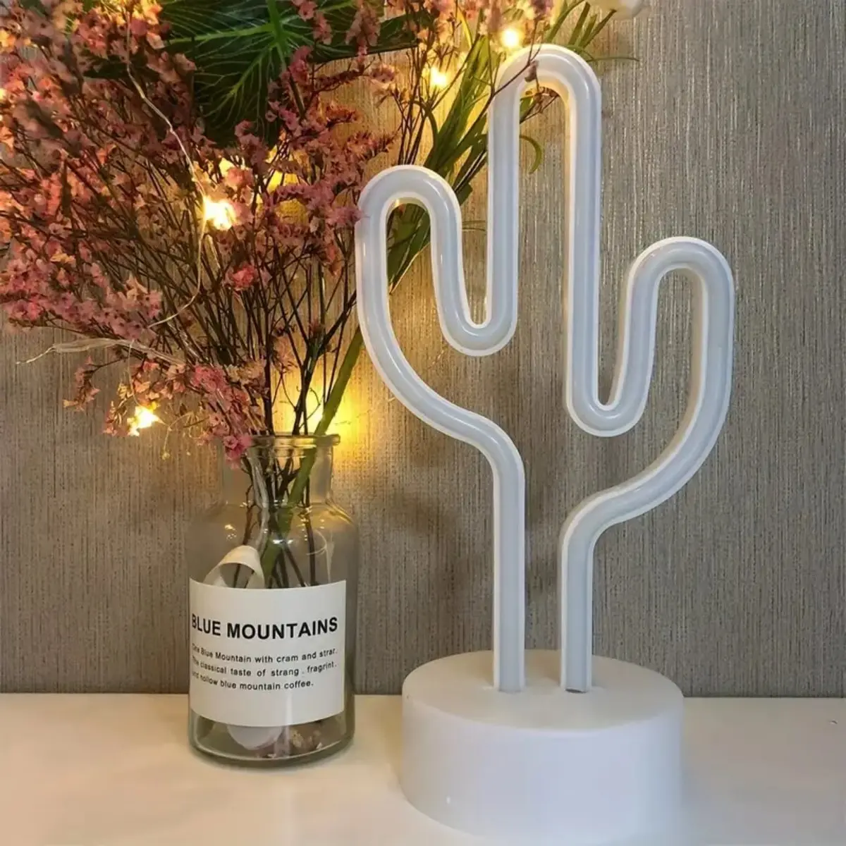 1pc Green LED Cactus Neon Light With Base Decorative Bedroom Light Desktop Night Lamp Suitable For Wedding Birthday Party Decor-2