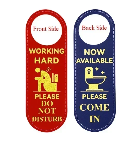 Double-Sided Door Hanger Sign Not Disturb/please Come In For Bathroom Signage Double-Sided Tag PU 8x24cm Door Hanger Sign-4