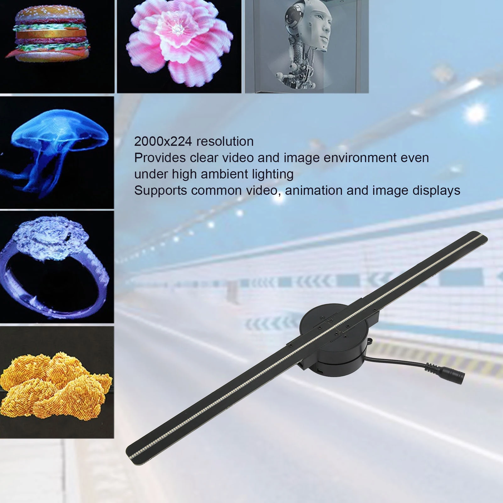 3D Hologram Fan 16.5in 2000x224 WiFi 3D Projector with 224 LED Light Beads for Business Store Advertising-4