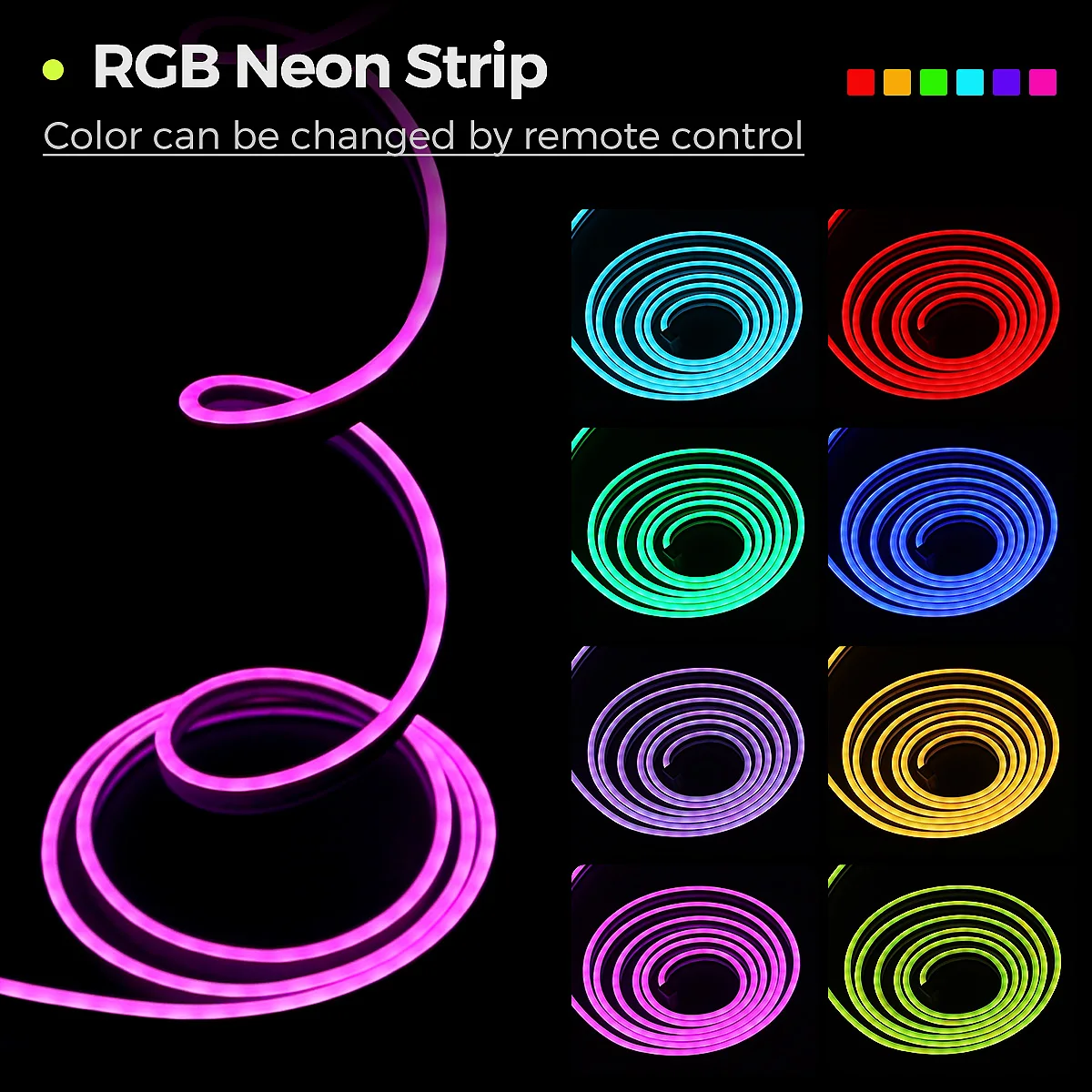 (EU PLUG) LED Neon Strip Light,5-30M Neon Rope With App 44key Remote Control For Home Decor Fairy Lighting-5