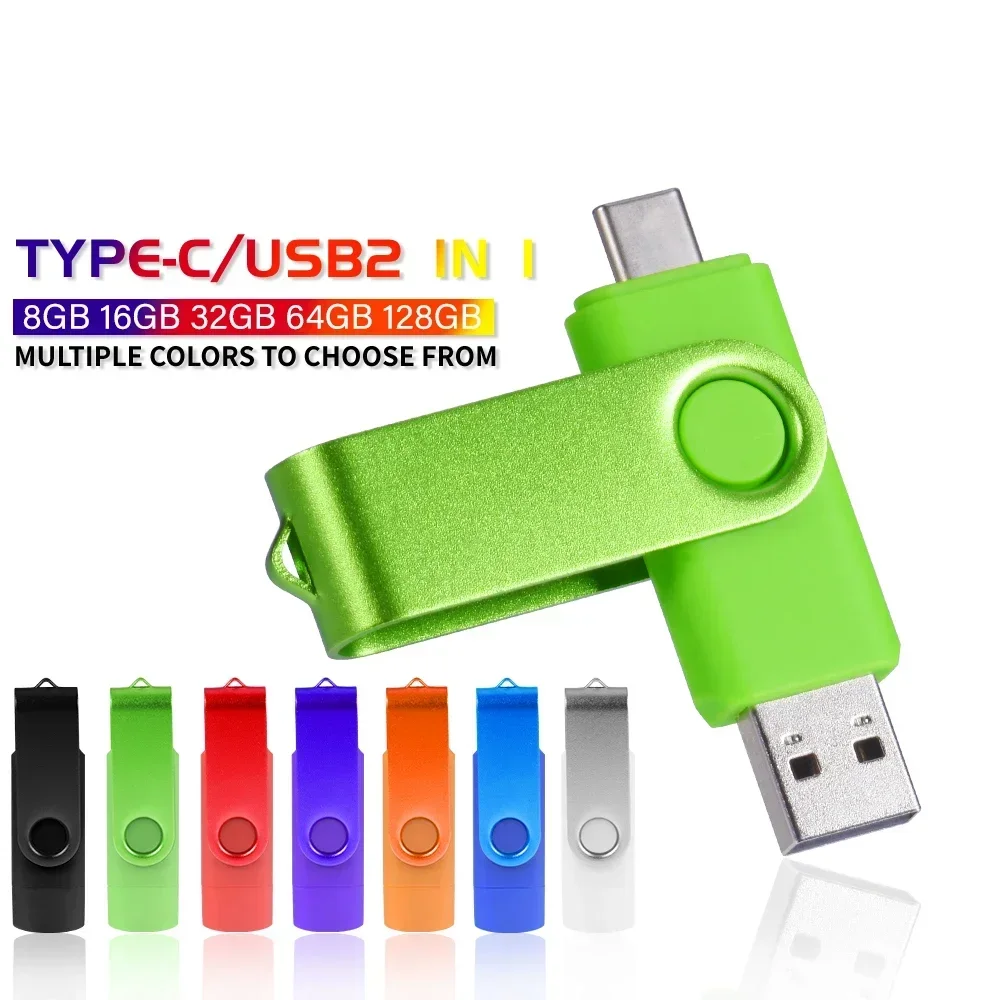 TYPE-C USB Flash Drive 128GB Red High Speed  Pen Drive 64GB Dark Blue Memory Stick 32GB Rotatable USB Stick 16GB Colorful U Disk-6