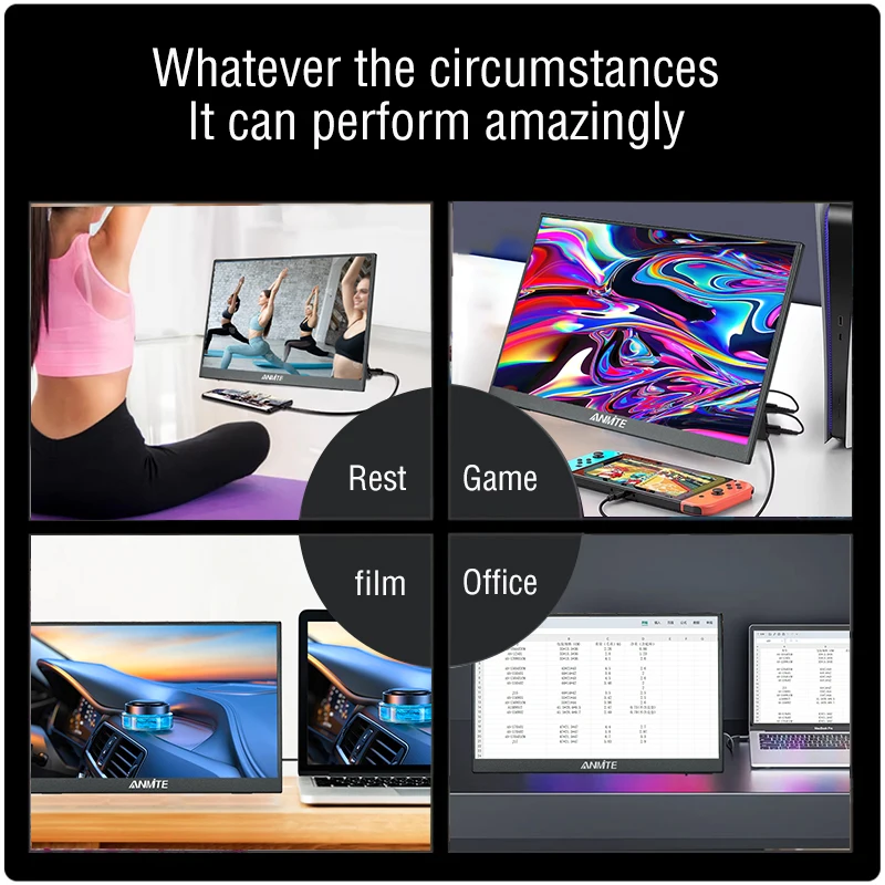 Anmite 14 Inch Touch Screen Portable Monitor 100%sRGB 400cd/m2 Gaming Computer Expand Display For XBox PS4/ 5 Switch Loptop-4