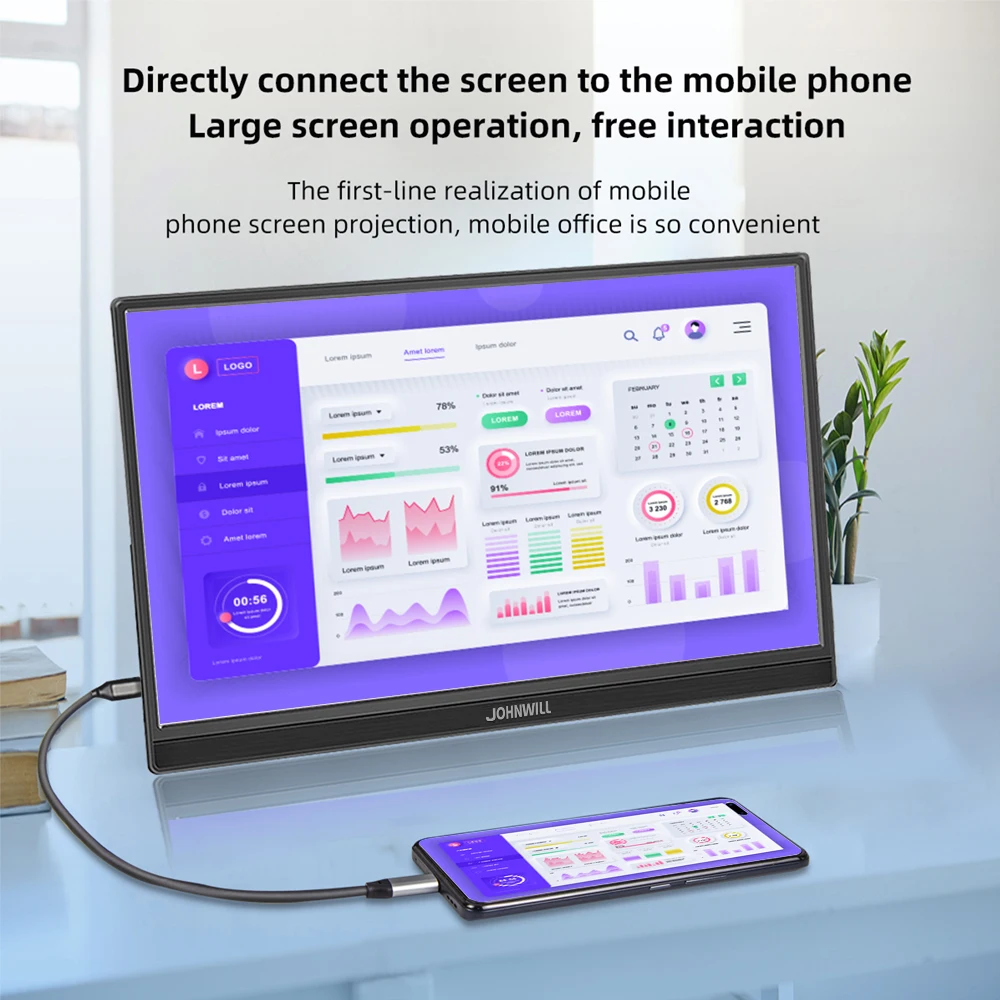 13.3 Inch 1366X768 Portable Monitor 60Hz TN Panel LCD Screen Support HDMI PC Gammer Built-in Speaker for PS4/PS5 Laptop Display-5