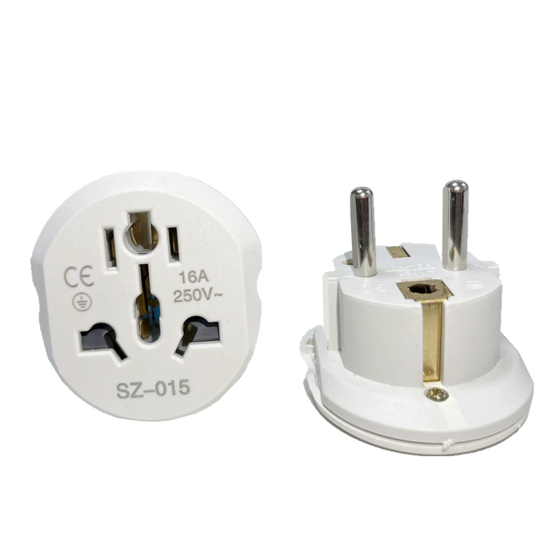 Korea EU Plug Adapter 16A 250V Travel Adapter Converter 2 Round Socket High Quality Universal AU US UK CN To EU KR Wall Socket-4