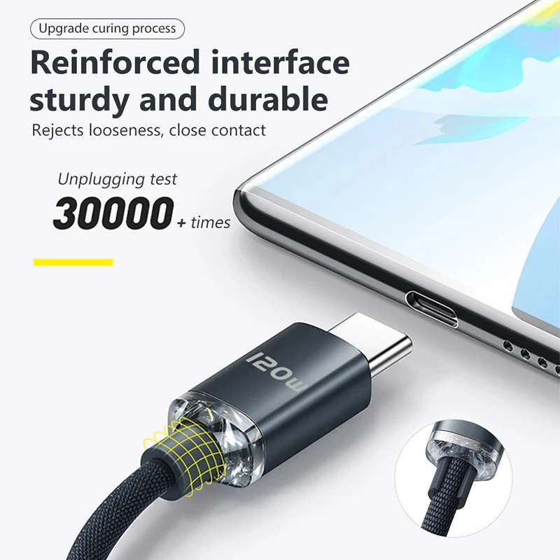 120W  Type C Cable Super Fast Charger Cord Quick Charge USB C Cables Phone Charger For Samsung Xiaomi Huawei Oneplus POCO OPPO-2
