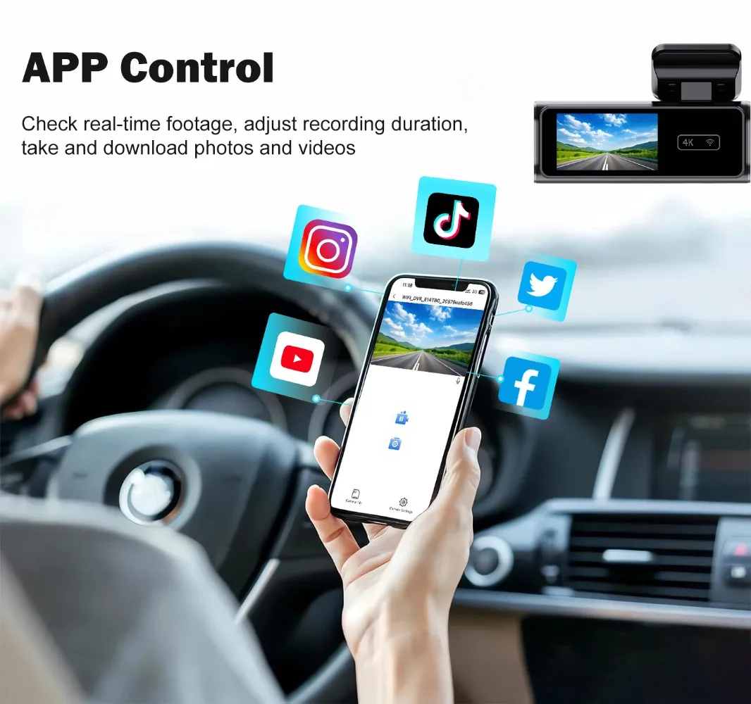 Aprilboy 4K WIFI Dash Cam Mini CAR DVR Front and Rear Dual Lens With 1080P Black Box Room Night Vision Camera Parking Monitor-6
