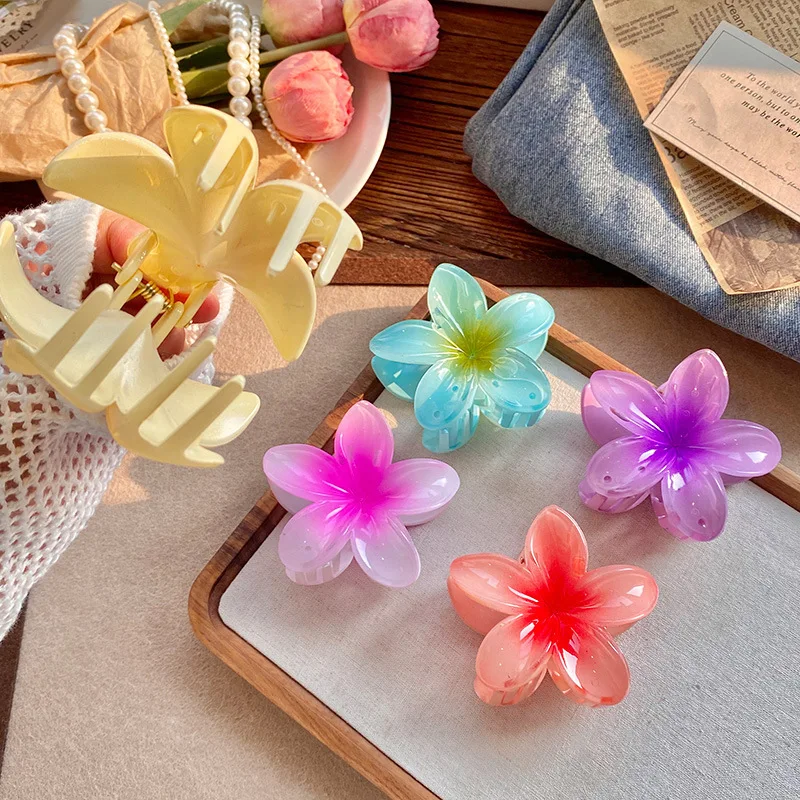 Five-petal flower Summer Super Fairy Vacation style frangeria Grab clip Shark Clip Acrylic flower hair grab hair accessories bac-2