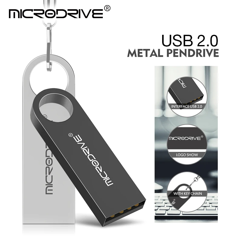 Metal USB 2.0 Flash Drive Pendrive 16GB 32GB 64GB High Speed Memory Stick U Disk 128GB Key Ring Gift-3