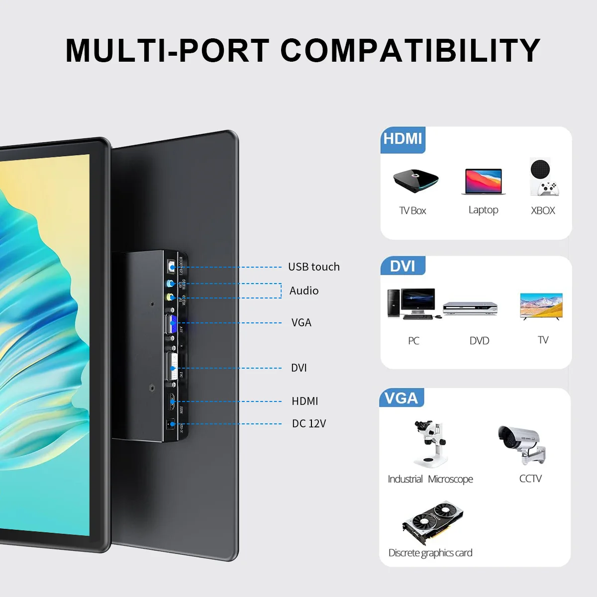15.6 inch touch monitor display 1080P FHD 1920X1080  suitable for second monitor display supports VGA USB AV HDMI video input-3