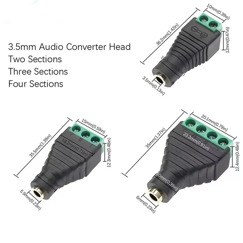 Earphone Audio Jack 3.5mm Connector Stereo Adapter 3.5mm RCA Audio Mono Channel Plug To Screw Terminal Audio Mono Channel Plug-2